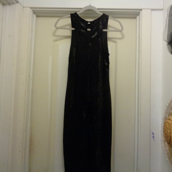 RICH GIRL JAZZ SEXY RETRO BLACK CRUSHED VELVET MAXI DRESS SM TO MED - Picture 5 of 7